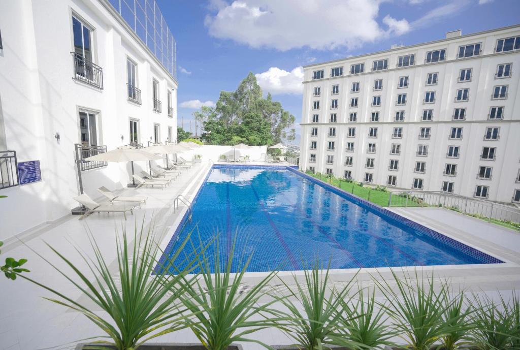 Refined hotel pool area